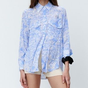 ZARA Paisley Printed Button Up Shirt XS